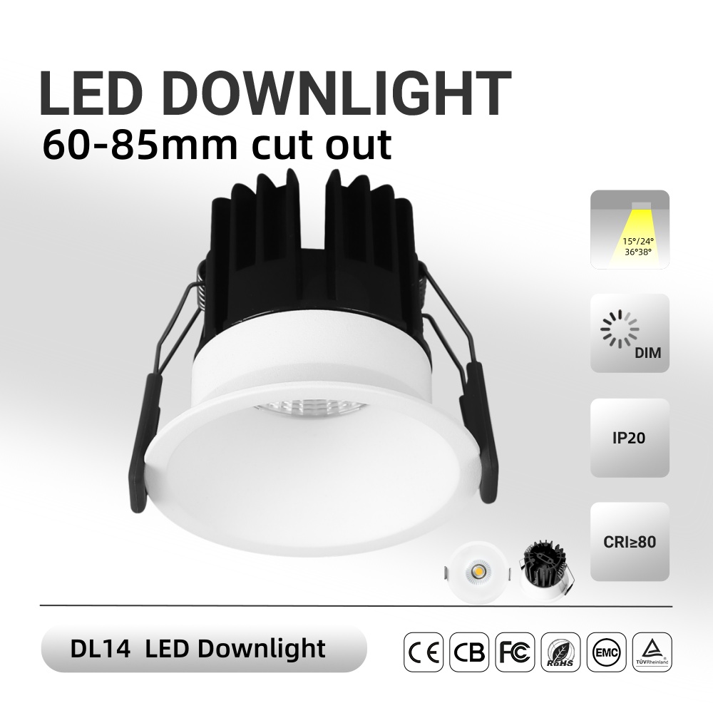 DL15 Downlight Embedded narrow frame anti-glare LED downlight COB spotlight die-casting aluminum light home hotel shopping mall lamp
