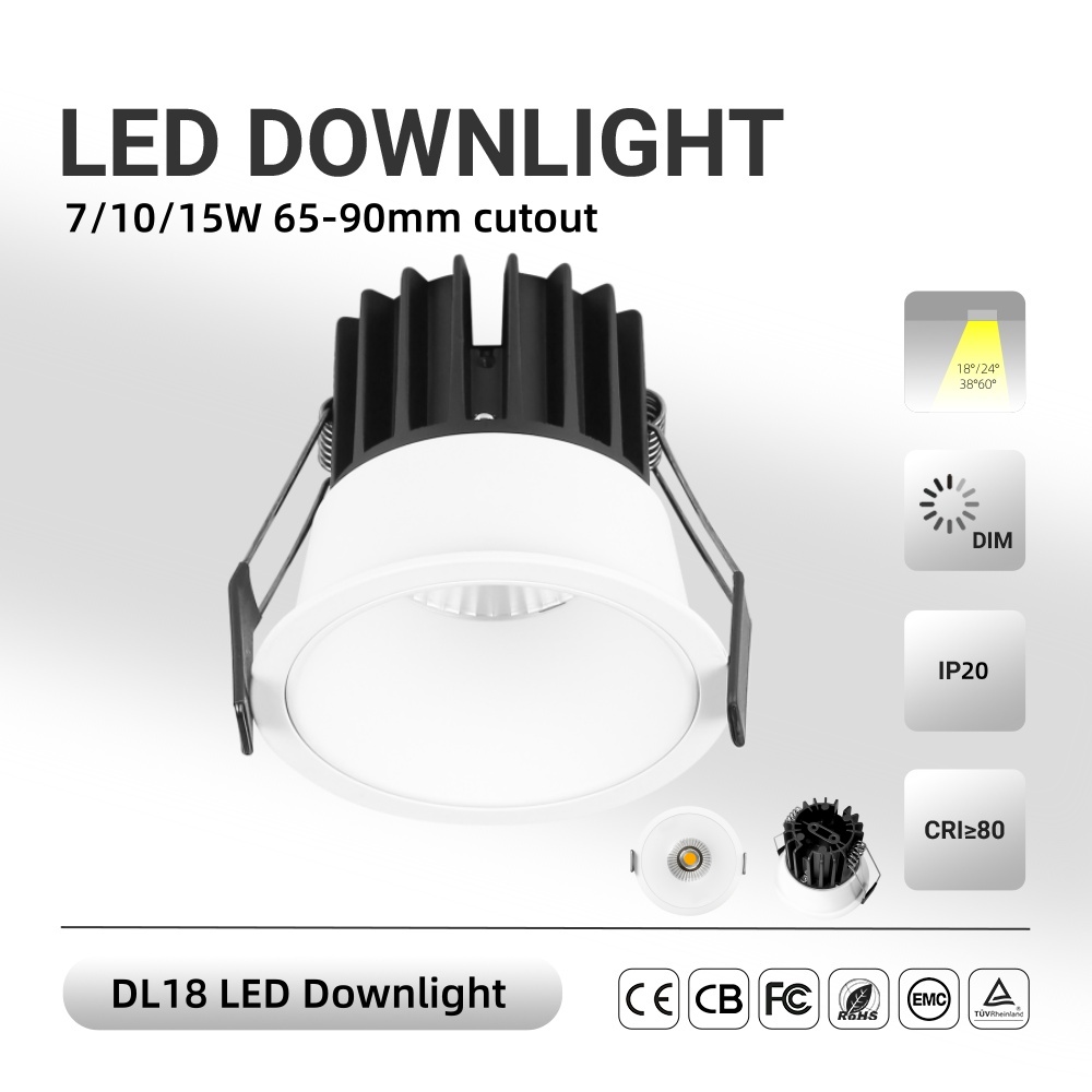 DL18 Light 11w 15w 25w embedded cob dimmable LED Modern indoor downlight embedded aluminum ceiling IP20 indoor waterproof downlight
