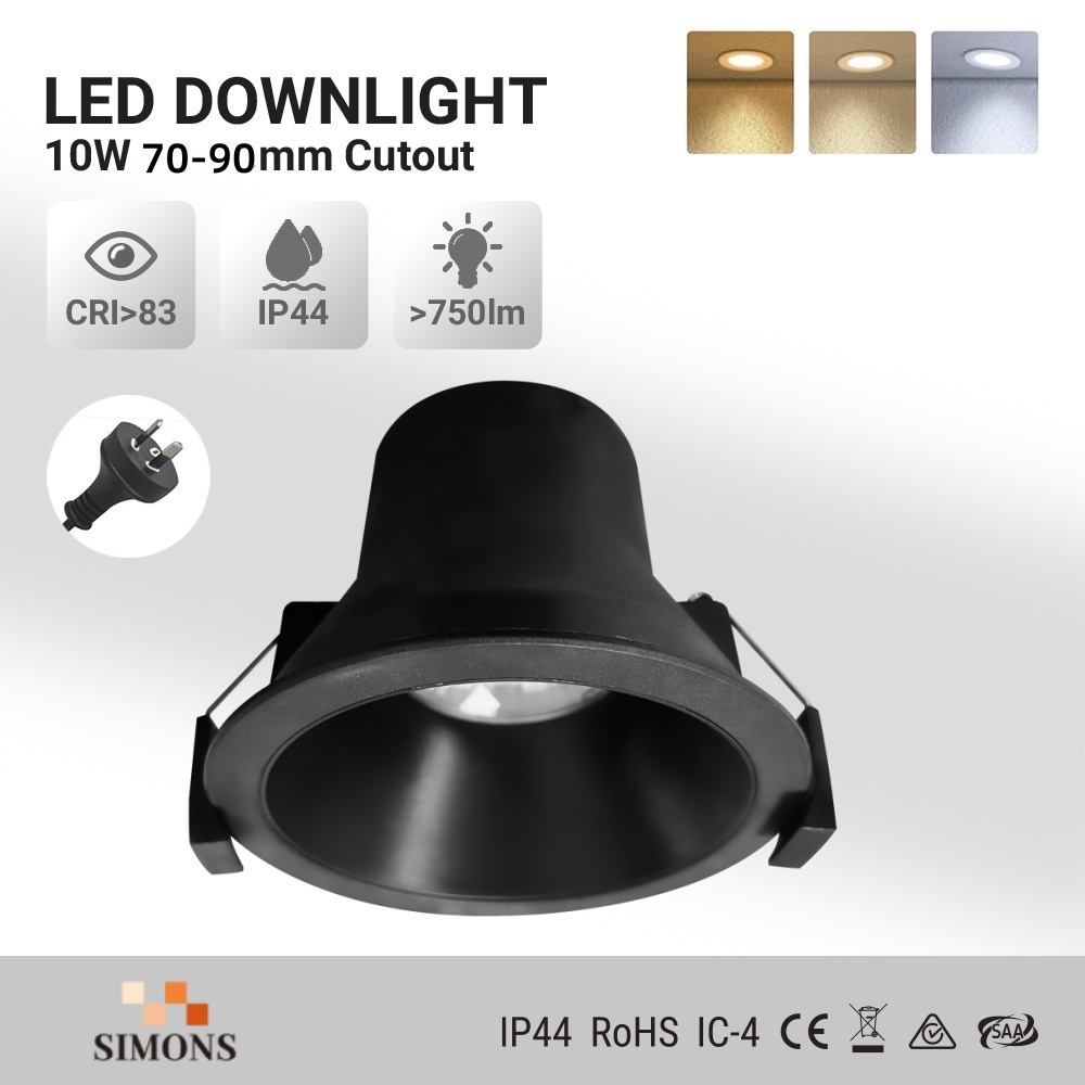 DL10.2.0  Anti-glare Spotlight Commercial LED Downlight 8W ip44 waterproof 3cct saa Recessed  Main Lighting Ceiling spotLight 90mm cut out