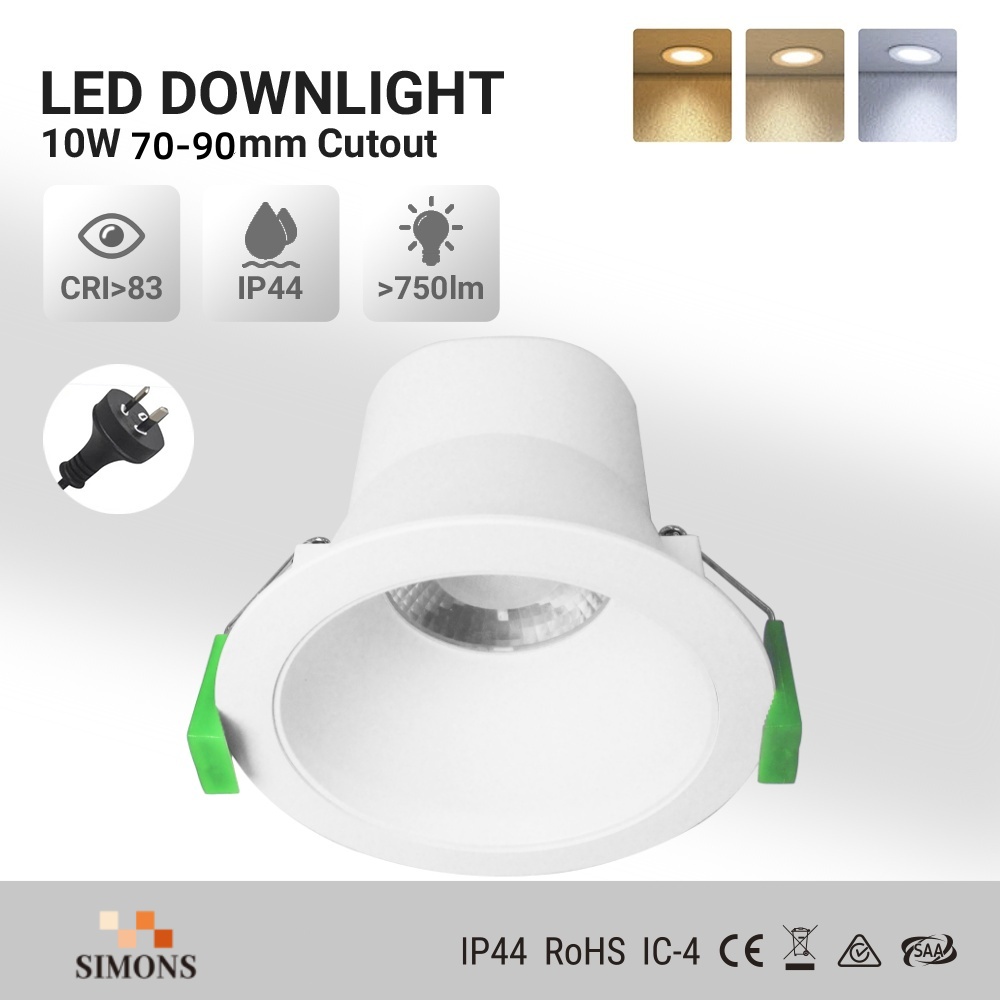 DL10.2.0  Ceiling Light Downlight 8W SAA 3CCT ip44 waterproof Anti Glare Recessed 90mm downlight tri colour ceiling spot light Australia