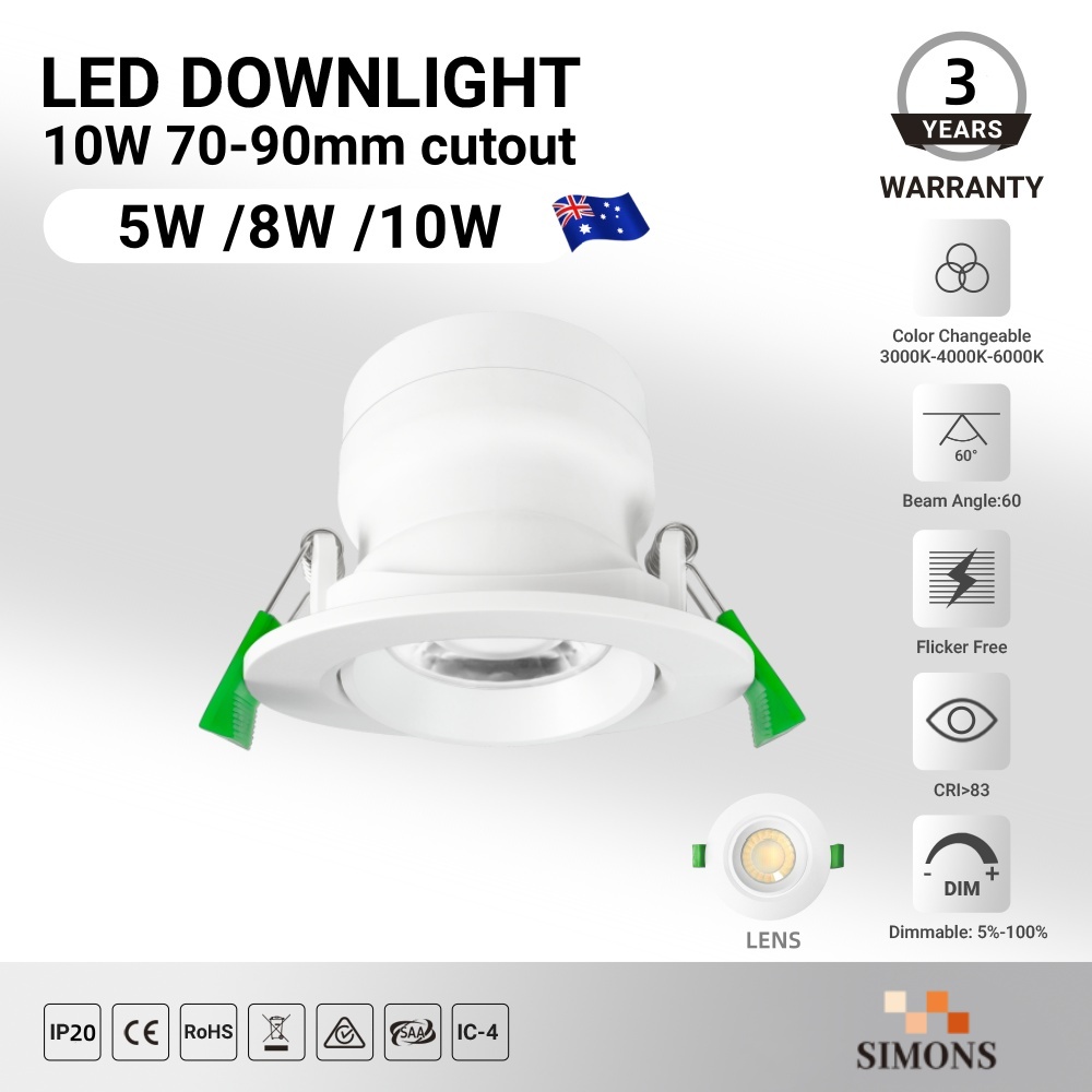 DL02 white  indoor gimbal light emitting diode light recessed adjustable 5w 8w 10w CCT white round rotating anti-glare ceiling spotlight down light