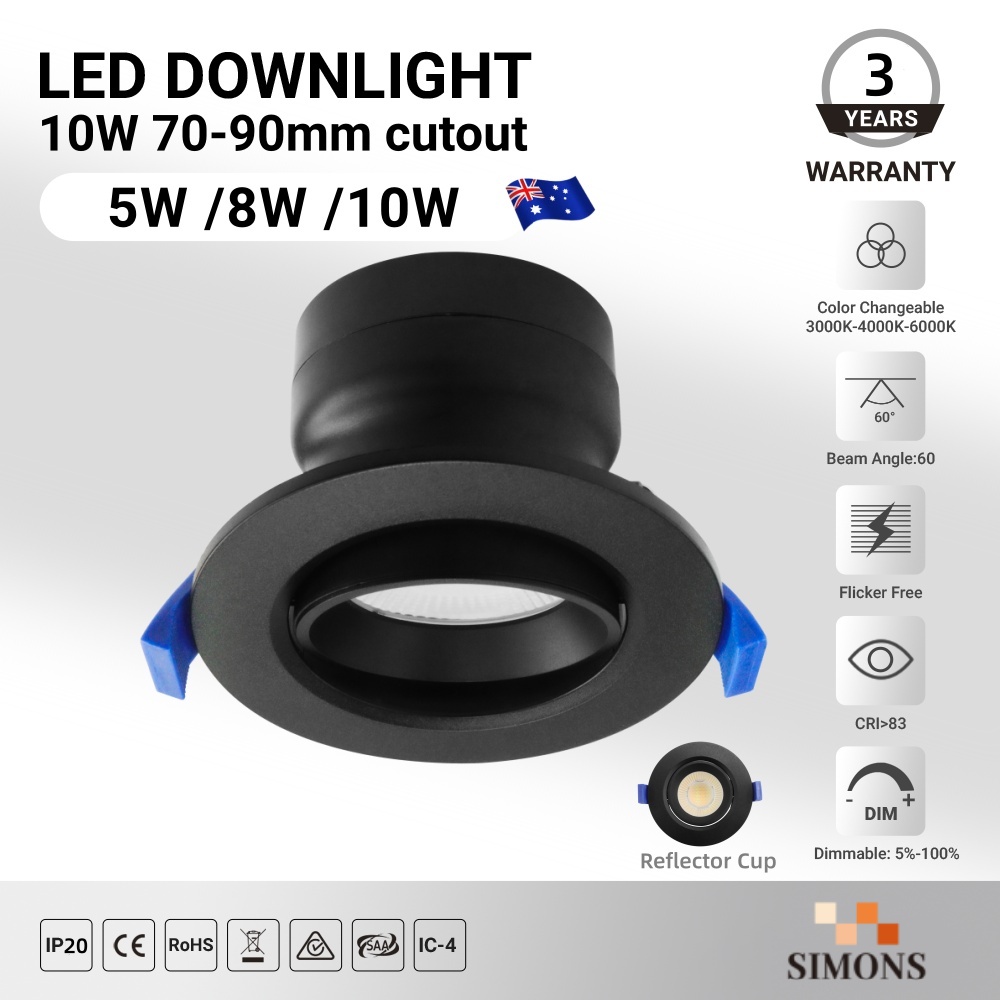 DL02 white  indoor gimbal light emitting diode light recessed adjustable 5w 8w 10w CCT white round rotating anti-glare ceiling spotlight down light