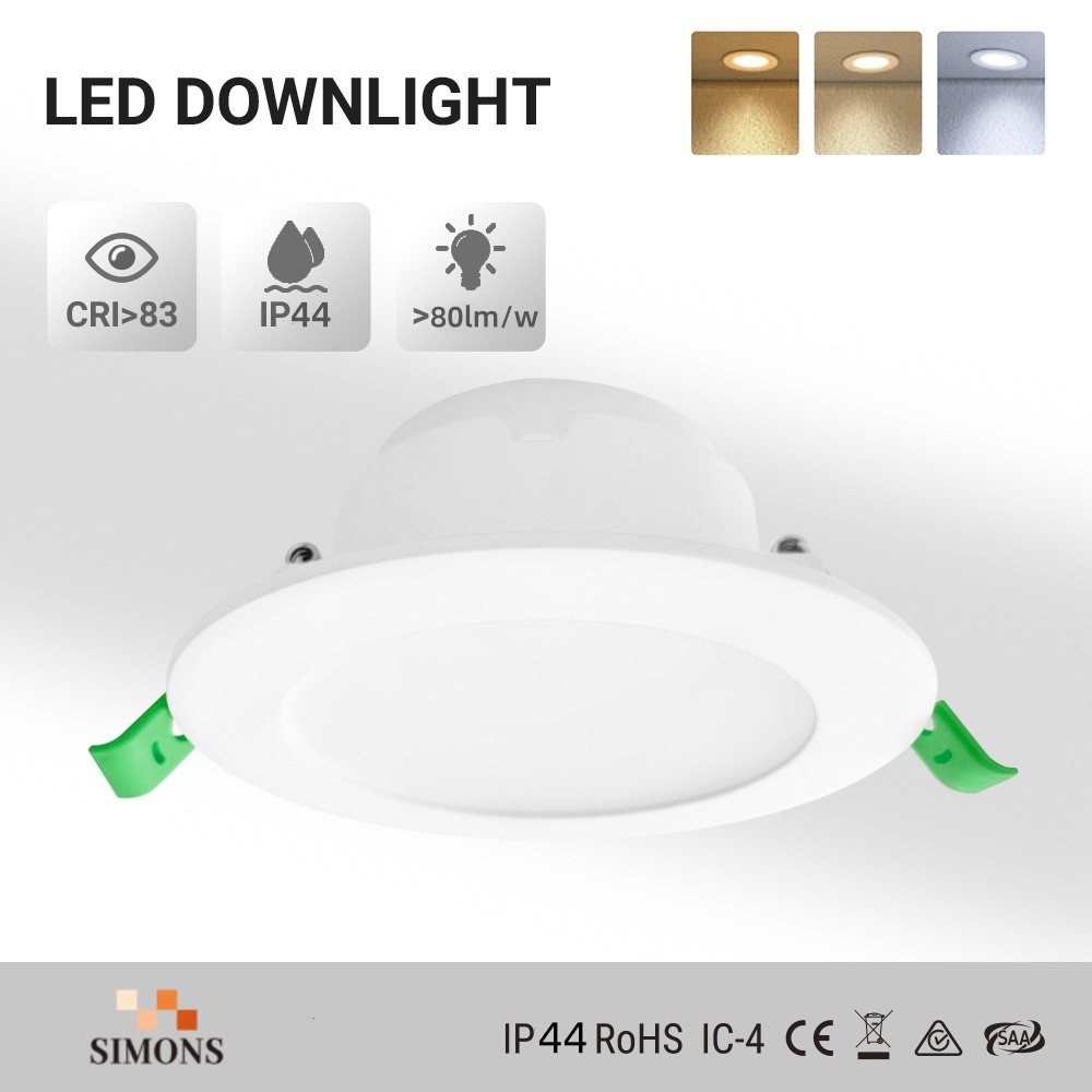 DL09 Downlight Unique Slim desgin 3cct dimmable 8w saa led downlight approved IP44 waterproof recessed ceiling light aluminium lamps
