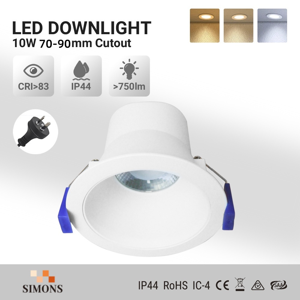 DL10.2.0  Ceiling Light Downlight 8W SAA 3CCT ip44 waterproof Anti Glare Recessed 90mm downlight tri colour ceiling spot light Australia