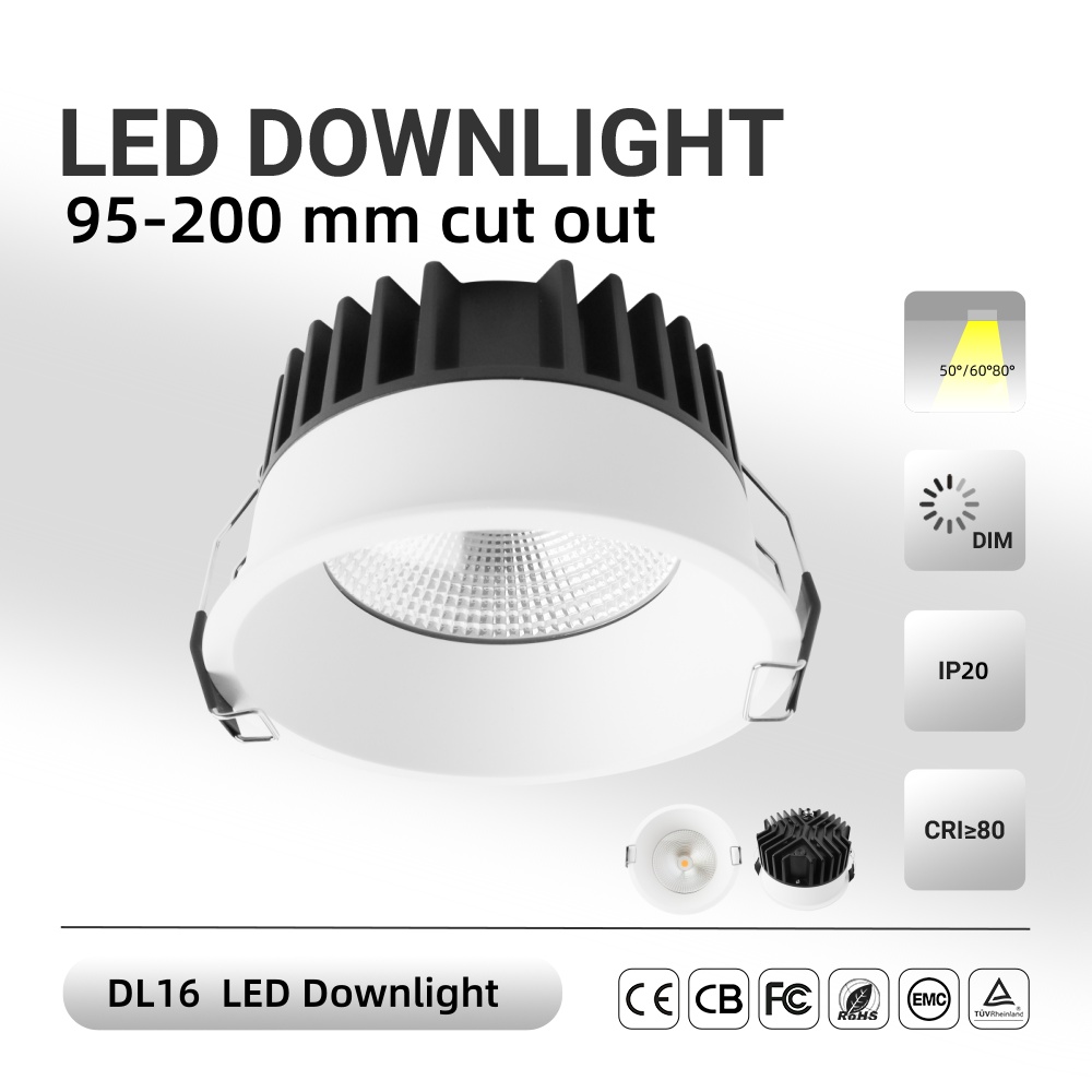 DL16 Spotlight 10w 18w 30w 36w embedded spotlight anti-fog toilet bathroom  kitchen 80mm IP54 waterproof LED downlight aluminum lamp