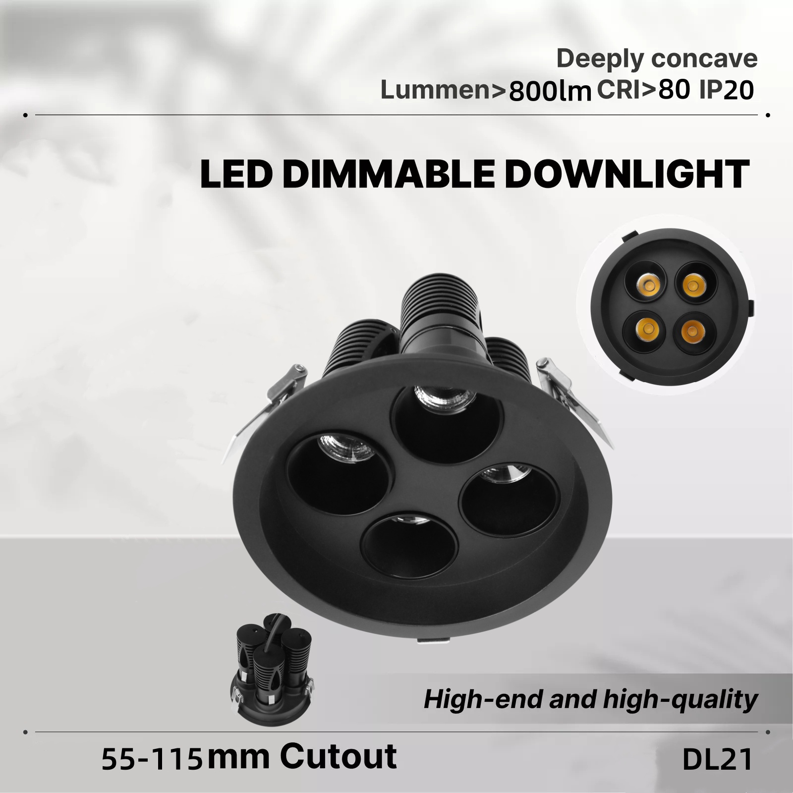 DL21 Black Engineering lighting Hotel Spotlight 6W 18w 24w 40w Anti-Glare Indoor Ceiling AluminumDown Light Recessed Mount COB Spot lights