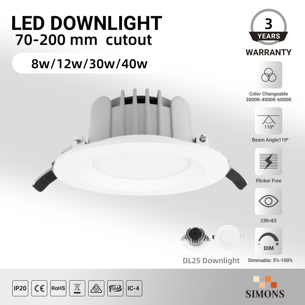 DL25 Led Downlight 12-48W Ssa 3cct CE SMD Dimmable Embedded Hole led Lamp Decoration Shopping Mall Hotel Living Room Spot Downlight