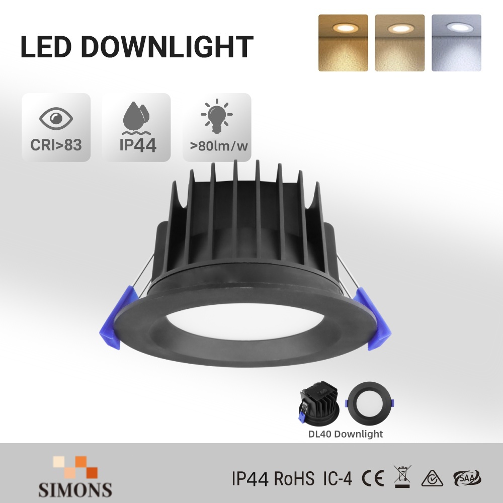 DL41 SAA certified down lights black led ceiling light 3CCT recessed dimmable downlight Australia standard IP54 waterproof antiglare light