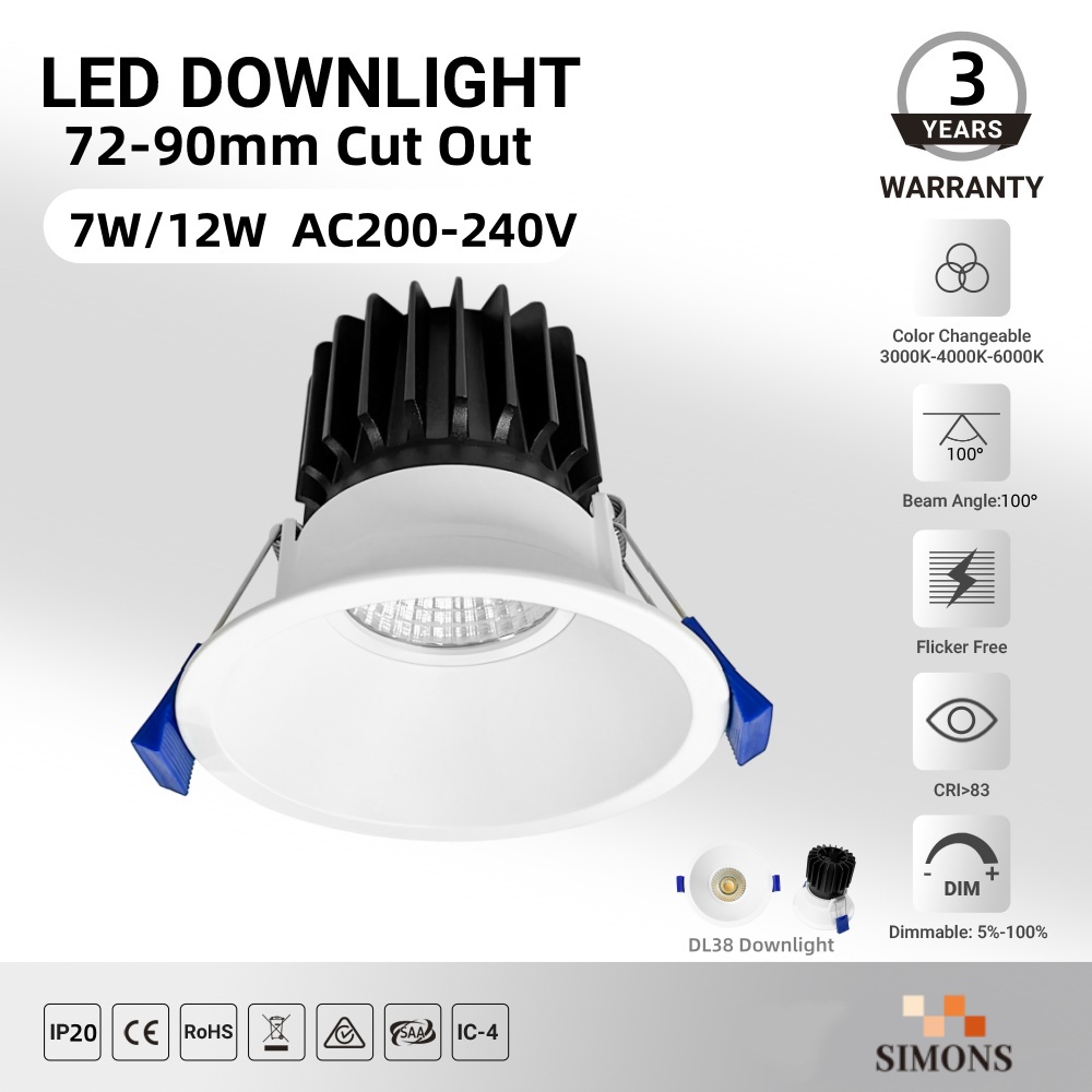 DL38 Led Down light 12w Cob Open Hole Embedded High Color Rendering Spotlight Home Living Room Without Main Light Dimmable Spot Light