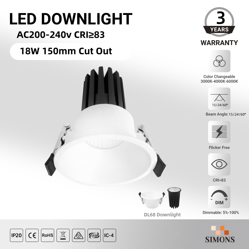 DL68 LED Downlight 18W COB Dimmable Recessed Projector Wall-Washer Lights Disassembly Hotel led lamp Projects KTV Bedrooms Spotlight