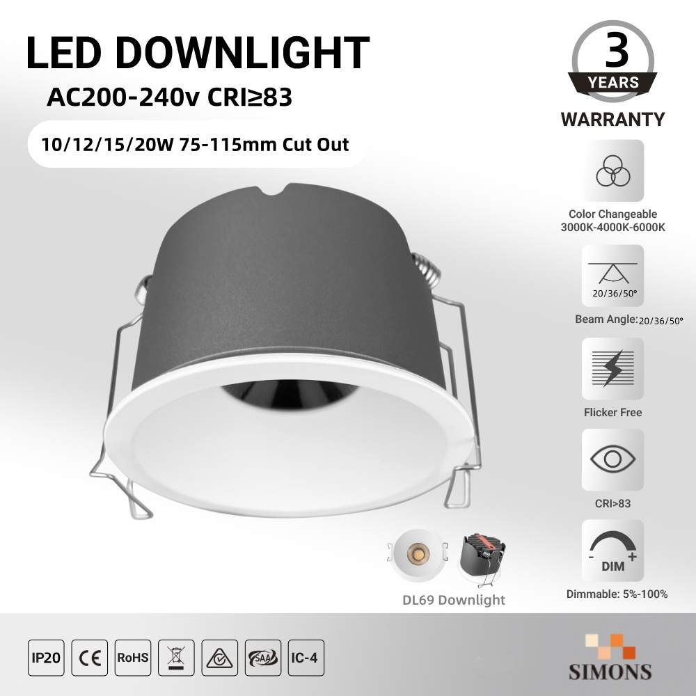 DL69 LED Downlight 10w12w15w20W COB Dimmable Recessed Projector Wall-Washer Lights Disassembly Hotel Projects KTV Bedrooms Spotlight
