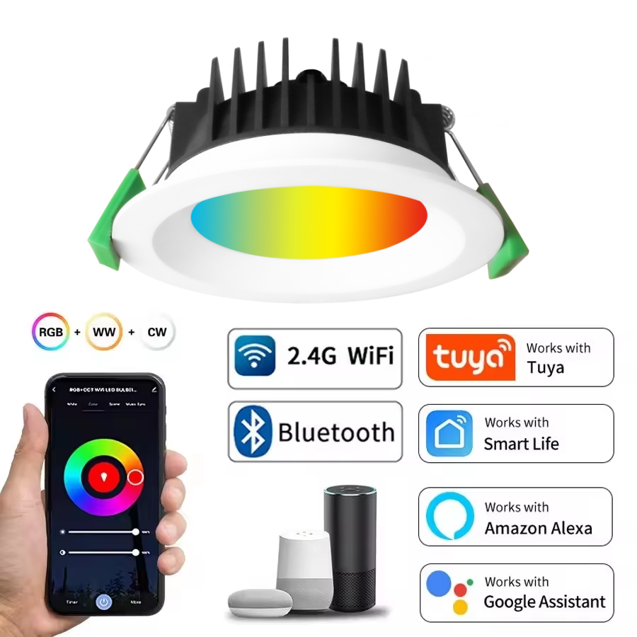 DL03-TY WIFI Tuya Dimmable RGBCW 10W Rgb Led Smart Home Lights Flat Facial Slim Design Cutout Live Room Lamp Intelligent downlight