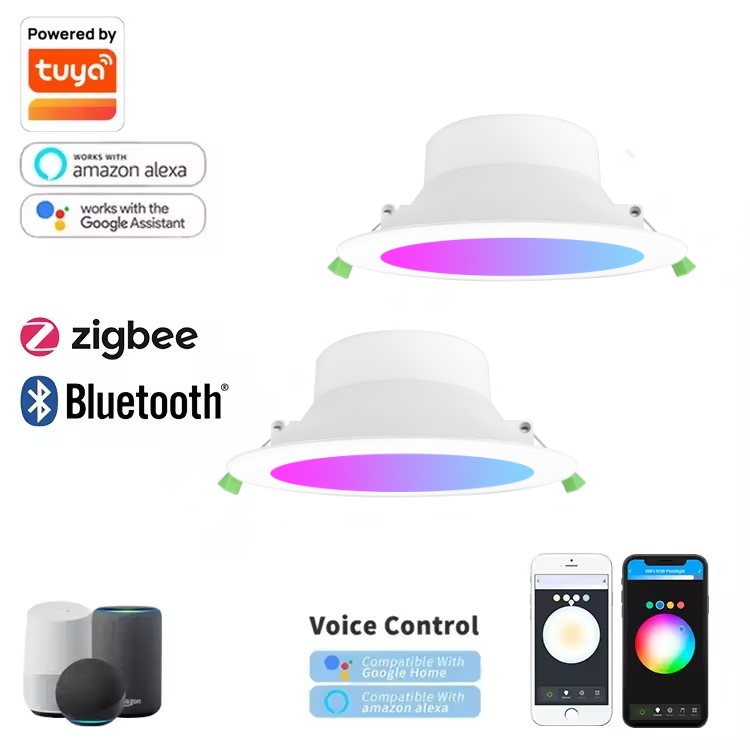 DL01-F-TY 10W light Anti-Glare Dimmable LED Downlight saa 3cct CE  Modern Ceiling Light Aluminum Control zigbee wifi tuya smart downlight