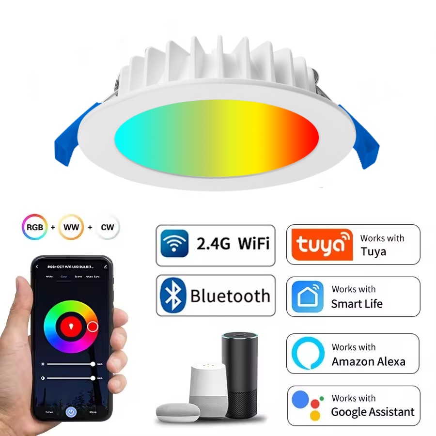 DL04-TY LED 10W Dimmable Indoor Home Office Downlight 3CCT SAA ce IP44 Slim Panel Aluminum Design Tuya WiFi Zigbe Smart led  downlight