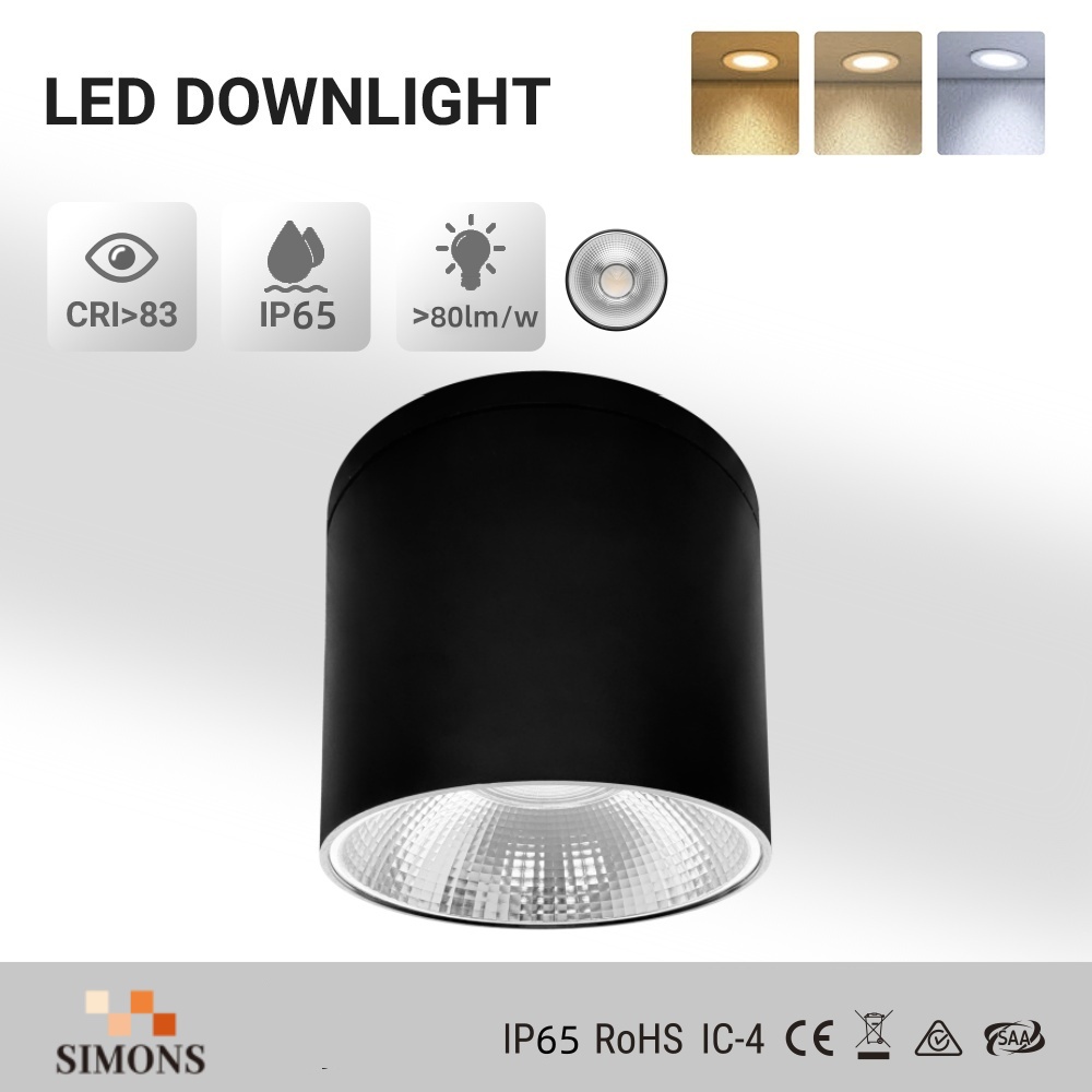 SDL13 black IP65 Surface-Mounted Downlight Minimalist Aluminum Spotlight 10W  Indoor Ceiling-Mounted LED Downlight Office COB Spotlight