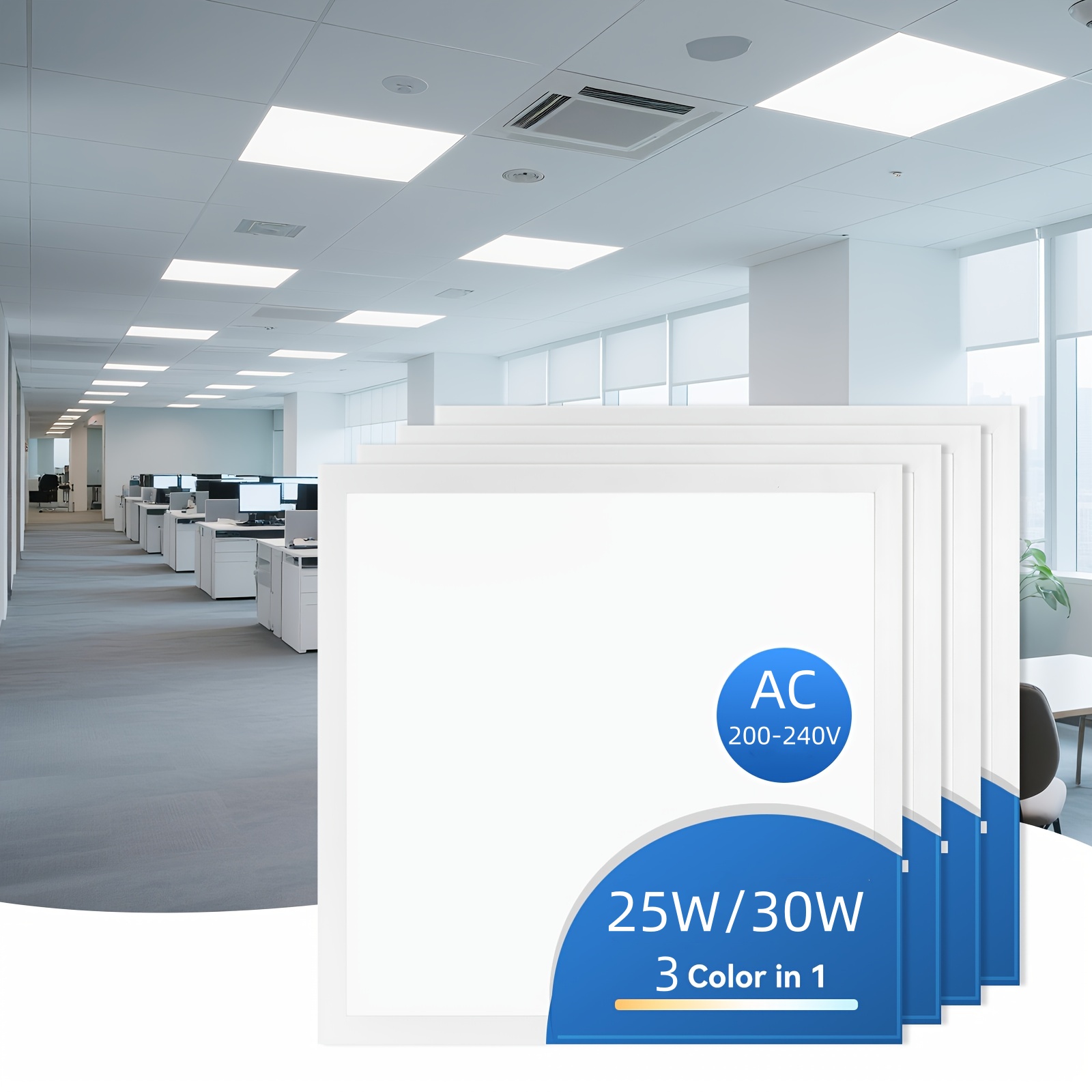 Slim LED Panel Lighting 60*60 Ceiling Light 25W 30W 3CCT AC 200-240V Dimmable Offices Stores Warehouses Integrated Ceiling Light