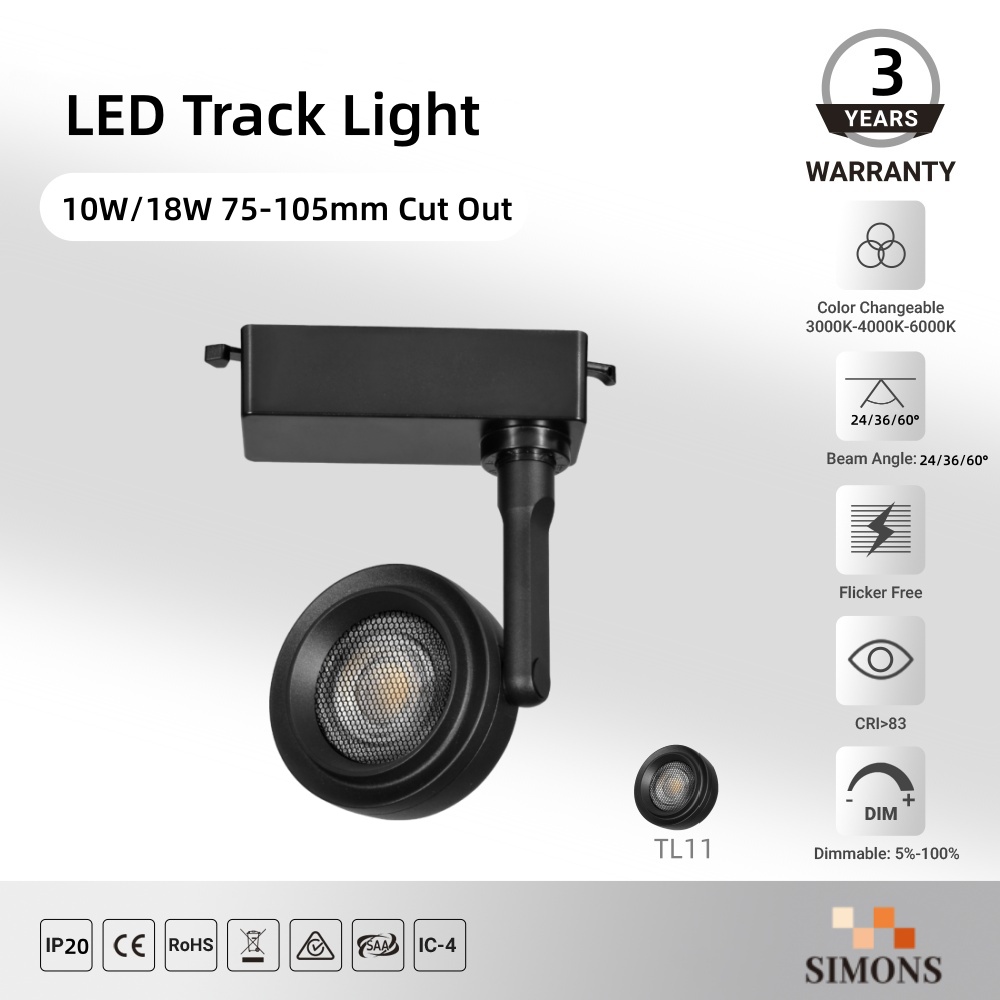 TL11 Global Cob Rotating Jewelry Track Lighting with 10W and 18W Focused LED Bulbs Surface-Mounted Track Lighting home Hotels Museums