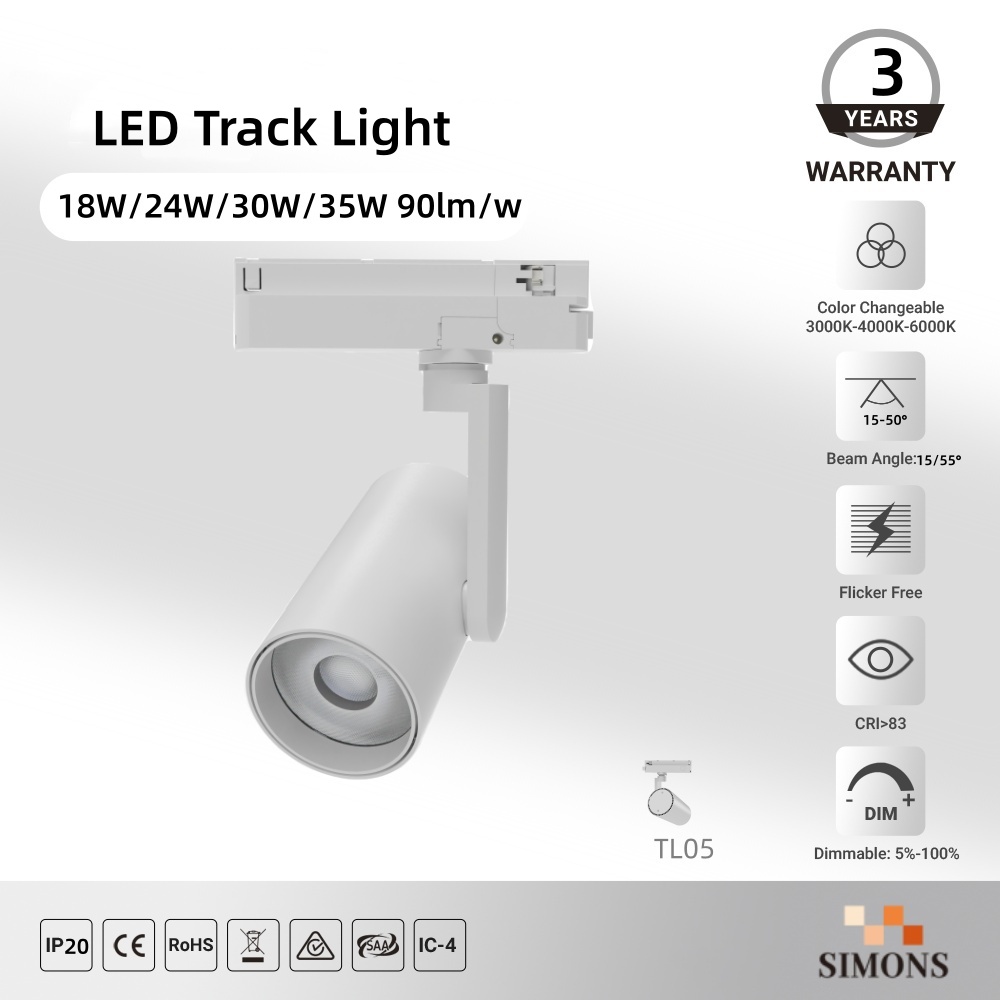 TL05 20w/30w/35w/40w LED Spotlight Clothing Stores LED Ceiling Light Ultra-Bright Commercial Home COB LED Track Light Wall Lighting