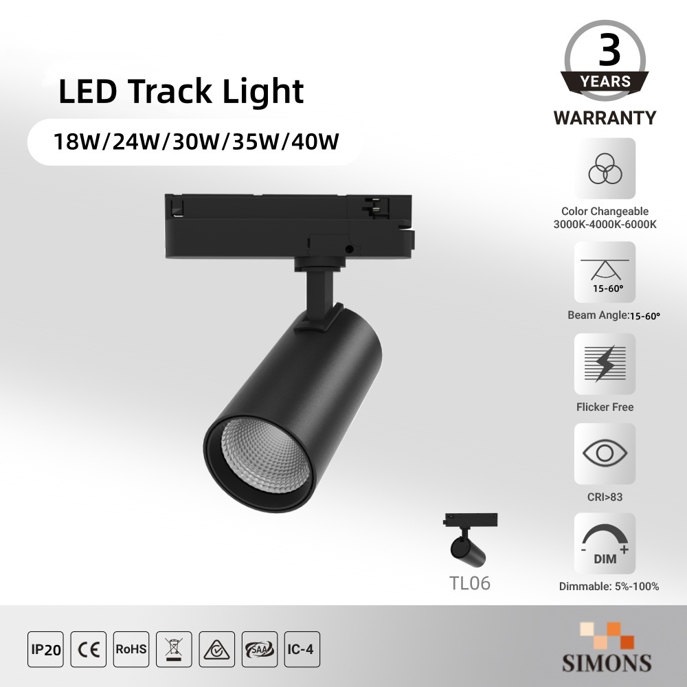 TL06 Modern Dimmable Adjustable Track Spotlights COB Indoor 15W/20W/30W/35W/40W LED Track Lights for Storefronts Trade Shows light