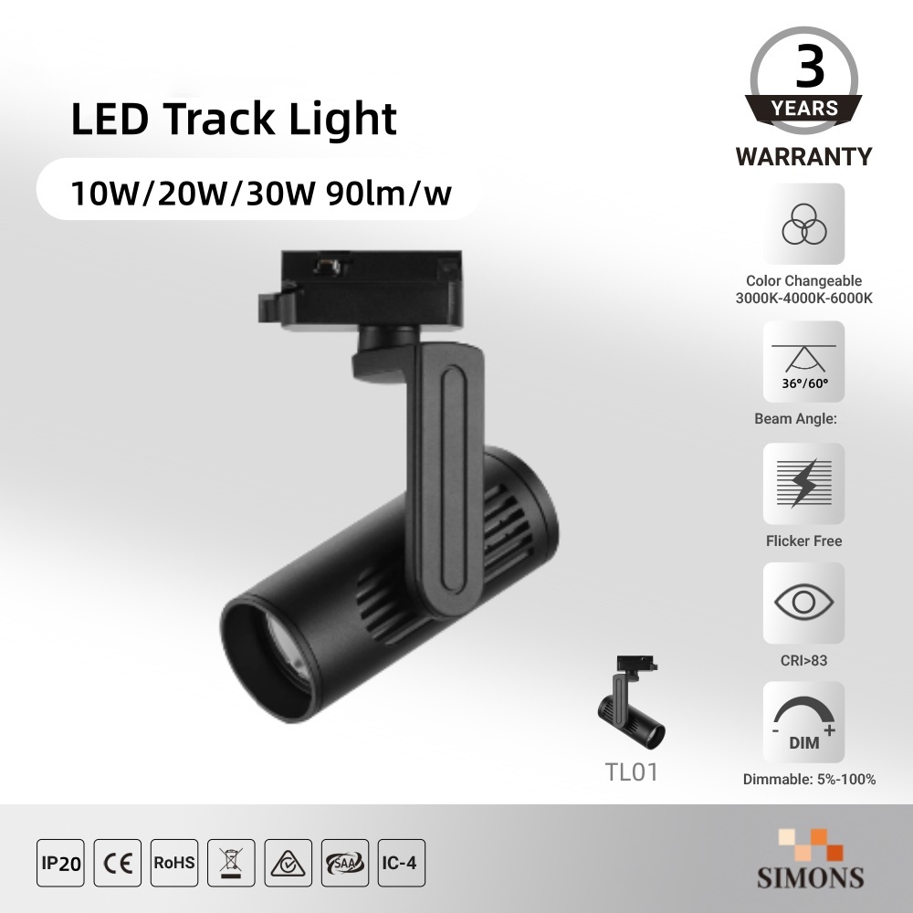 TL01 Dimmable LED Track Spotlights 10W/20W/30W, 3000K/5000K LED COB Track Lights for Clothing Stores Showrooms Shopping Malls light