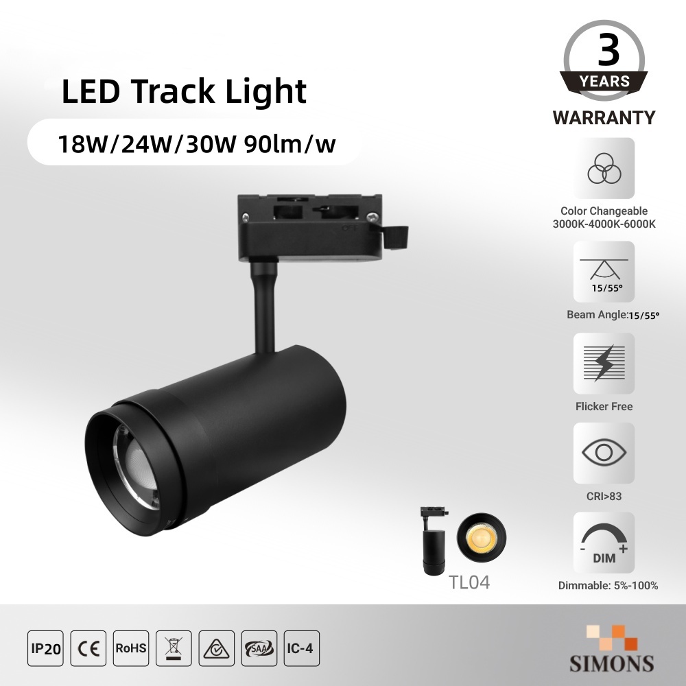 TL04 LED Spotlight 18w 24w 30w Clothing Stores LED Ceiling Lights Ultra-Bright Commercial Home COB Track Light Accent Wall Lighting